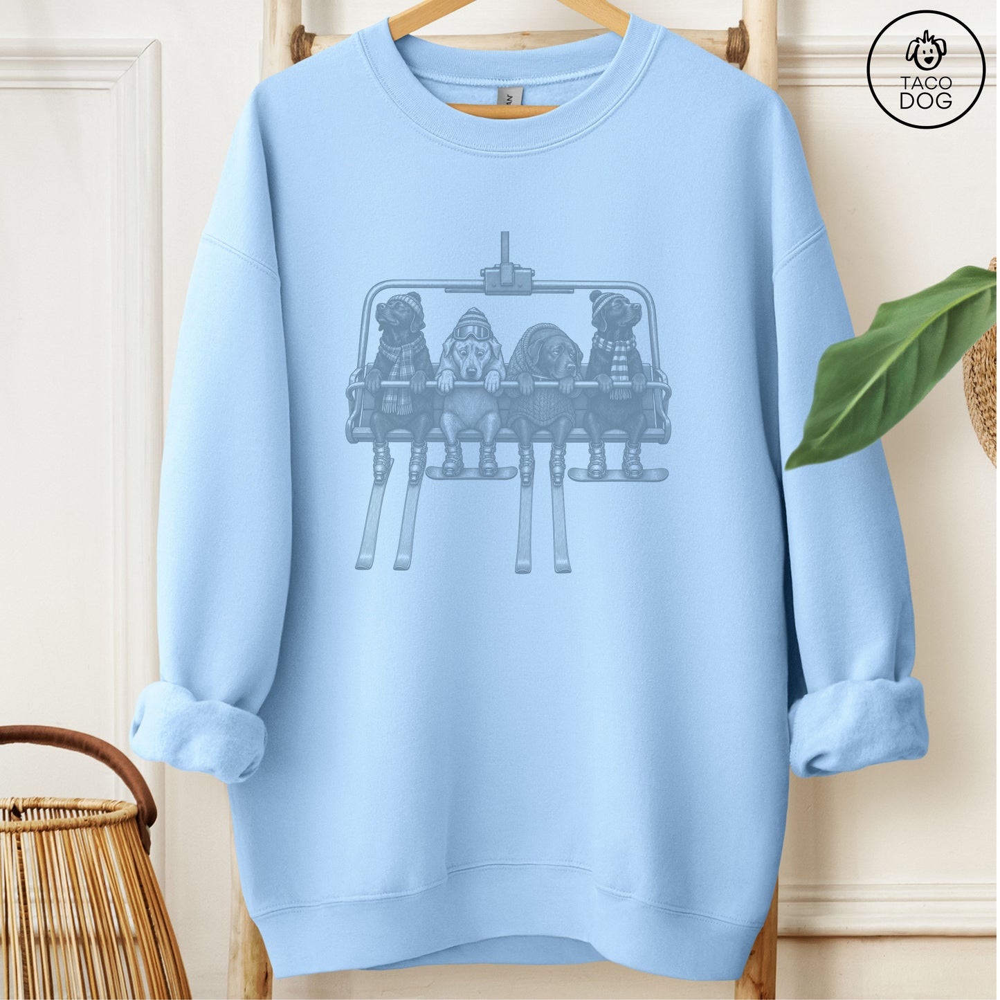 Labrador Chair Lift Sweatshirt Light Blue Taco-Dog