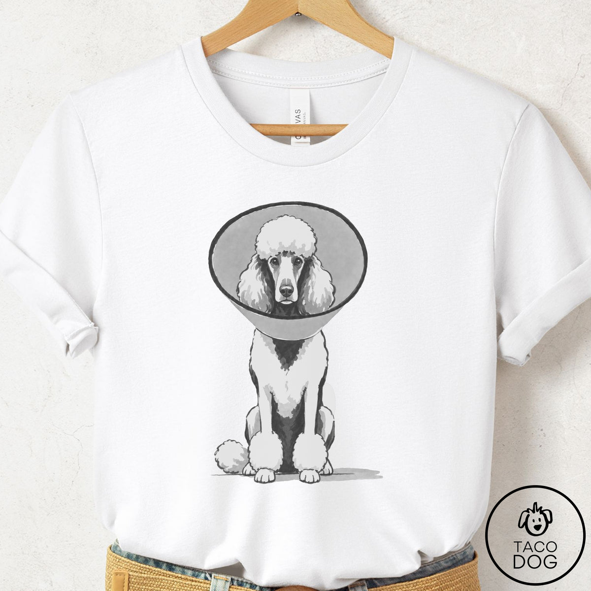 Poodle Cone T-Shirt White Taco-Dog