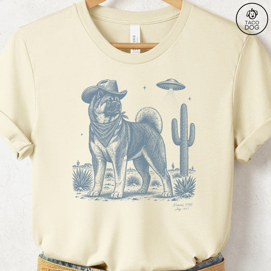Akita Cowboy UFO T-Shirt Natural Taco-Dog