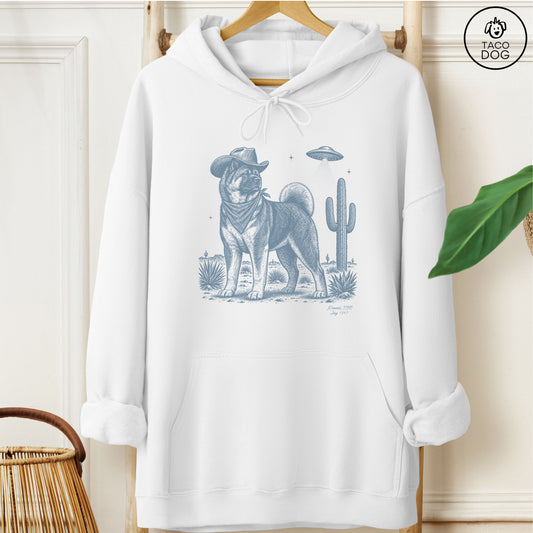 Akita Cowboy UFO Hoodie White Taco-Dog