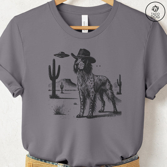 English Setter Cowboy UFO T-Shirt Storm Taco-Dog