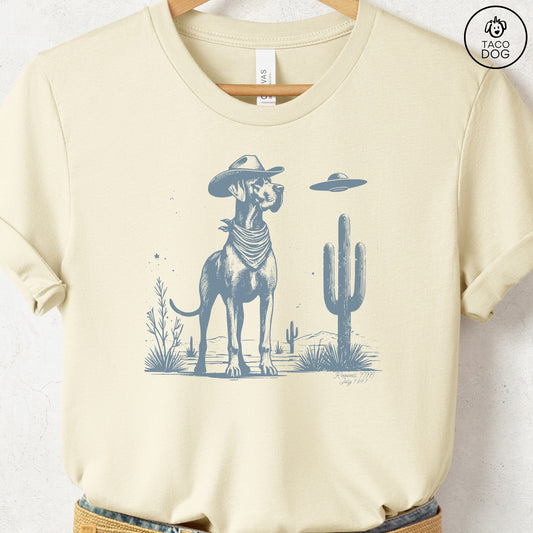 Great Dane Cowboy UFO T-Shirt Natural Taco-Dog