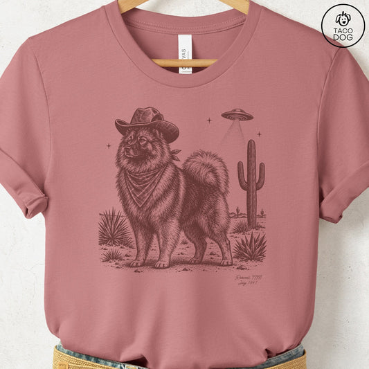 Keeshond Cowboy UFO T-Shirt