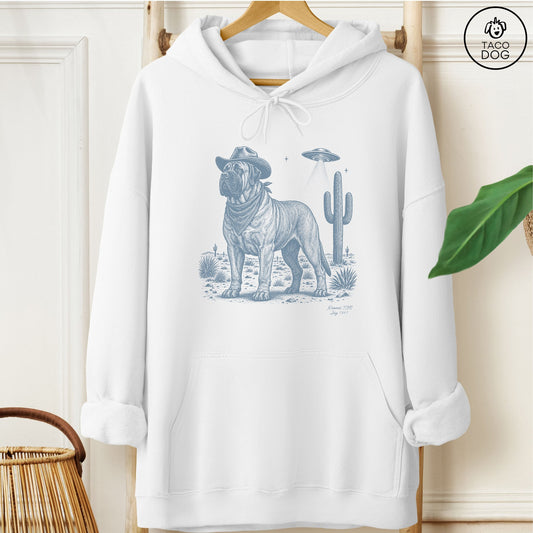 Mastiff Cowboy UFO Hoodie White Taco-Dog