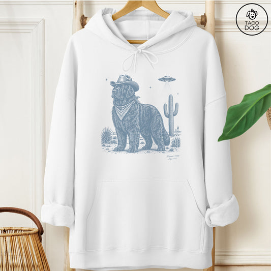 Newfoundland Cowboy UFO Hoodie White Taco-Dog