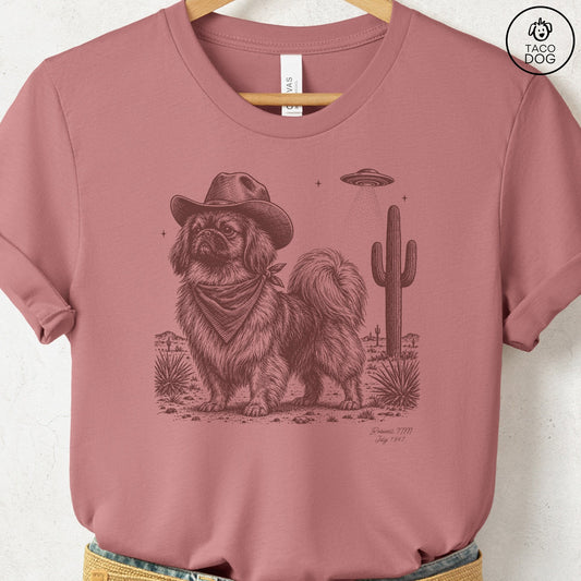 Pekingese Cowboy UFO T-Shirt