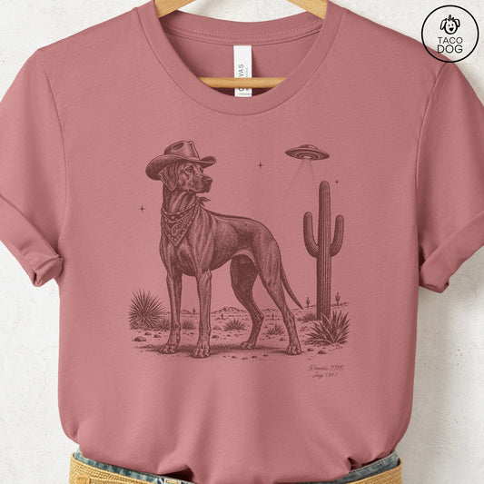 Rhodesian Ridgeback Cowboy UFO T-Shirt