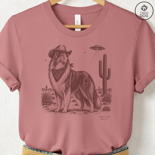 Rough Collie Cowboy UFO T-Shirt