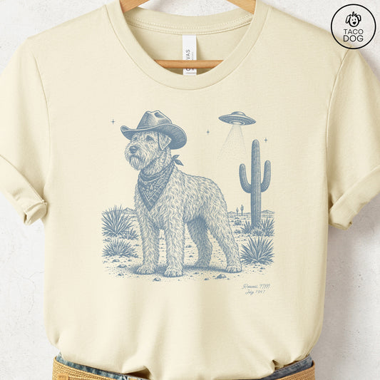 Wheaten Terrier Cowboy UFO T-Shirt Natural Taco-Dog