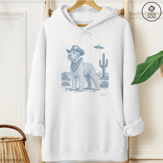Wheaten Terrier Cowboy UFO Hoodie White Taco-Dog