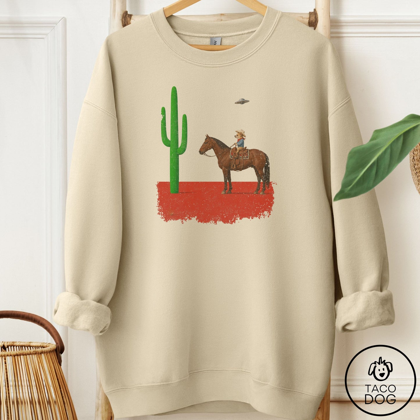 Chihuahua Cowboy Cactus Sweatshirt Sand Taco-Dog