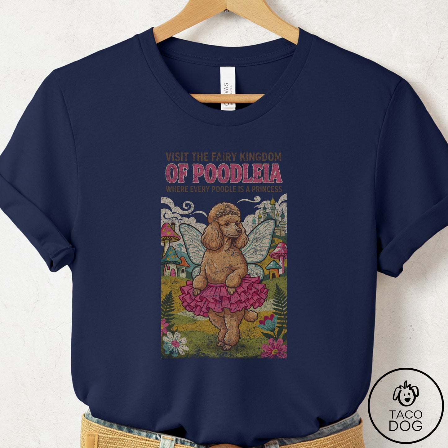Poodle Fairy Kingdom T-Shirt Navy Taco-Dog