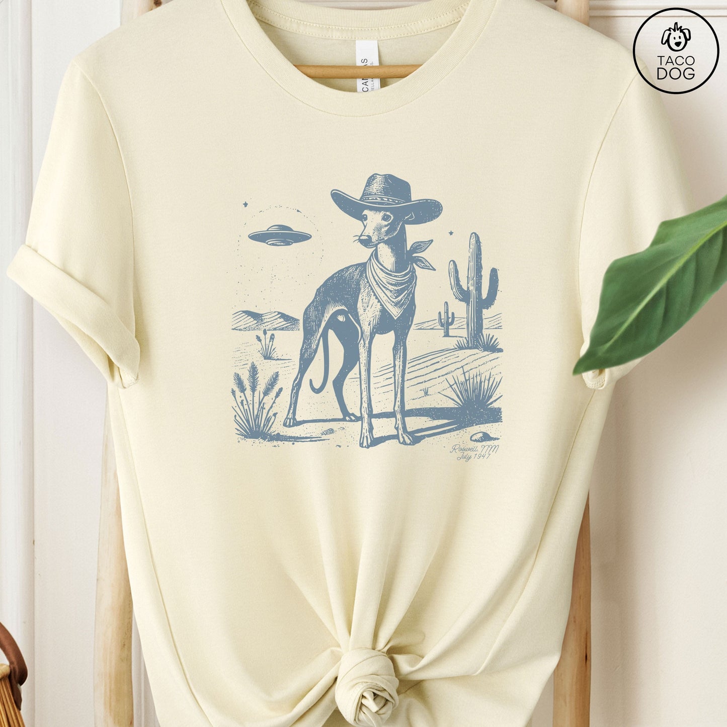 Italian Greyhound Whippet Iggy Cowboy Ink Space UFO T-Shirt