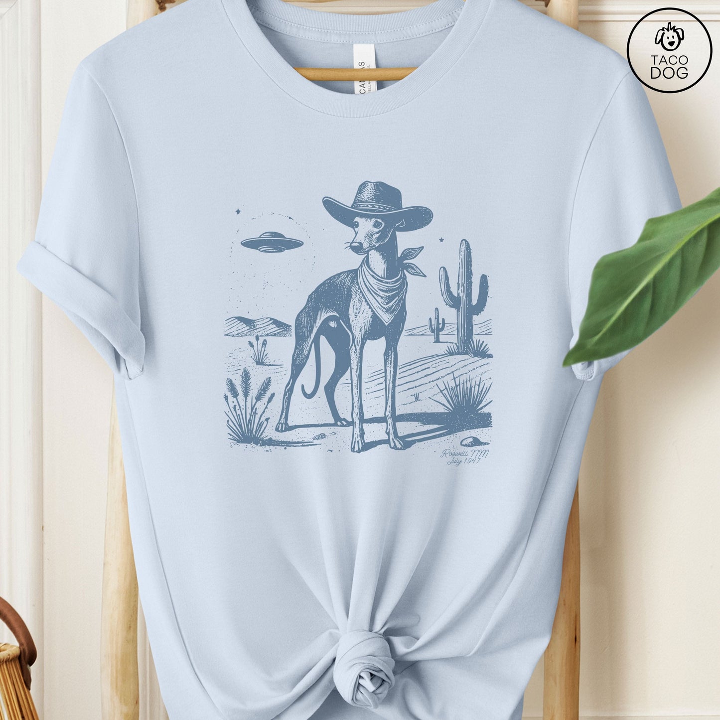 Italian Greyhound Whippet Iggy Cowboy Ink Space UFO T-Shirt