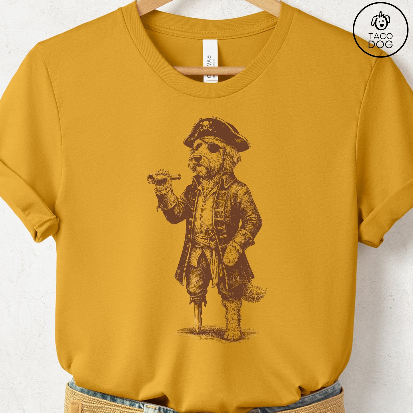 Doodle Pirate T-Shirt Mustard S Taco-Dog