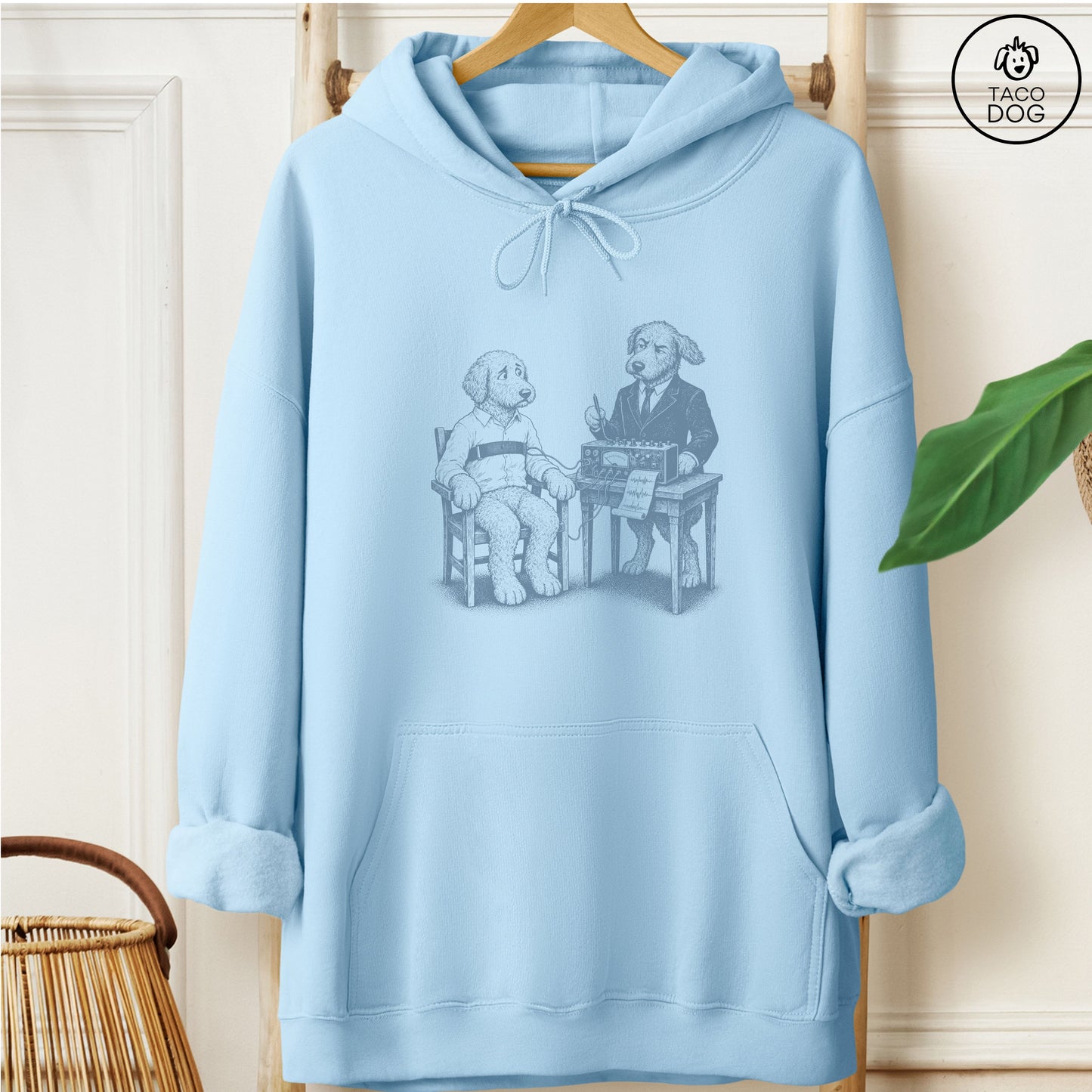 Doodle Polygraph Hoodie Light Blue Taco-Dog