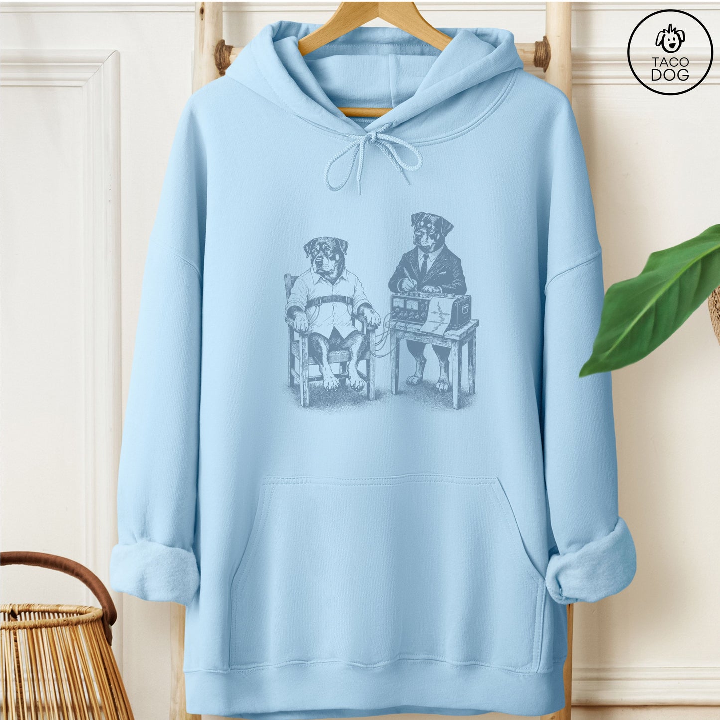 Rottweiler Polygraph Hoodie Light Blue Taco-Dog