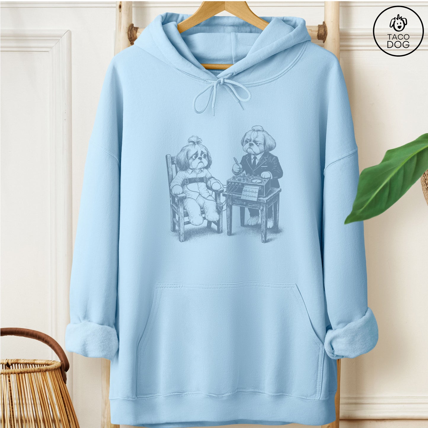 Shih Tzu Polygraph Hoodie Light Blue Taco-Dog
