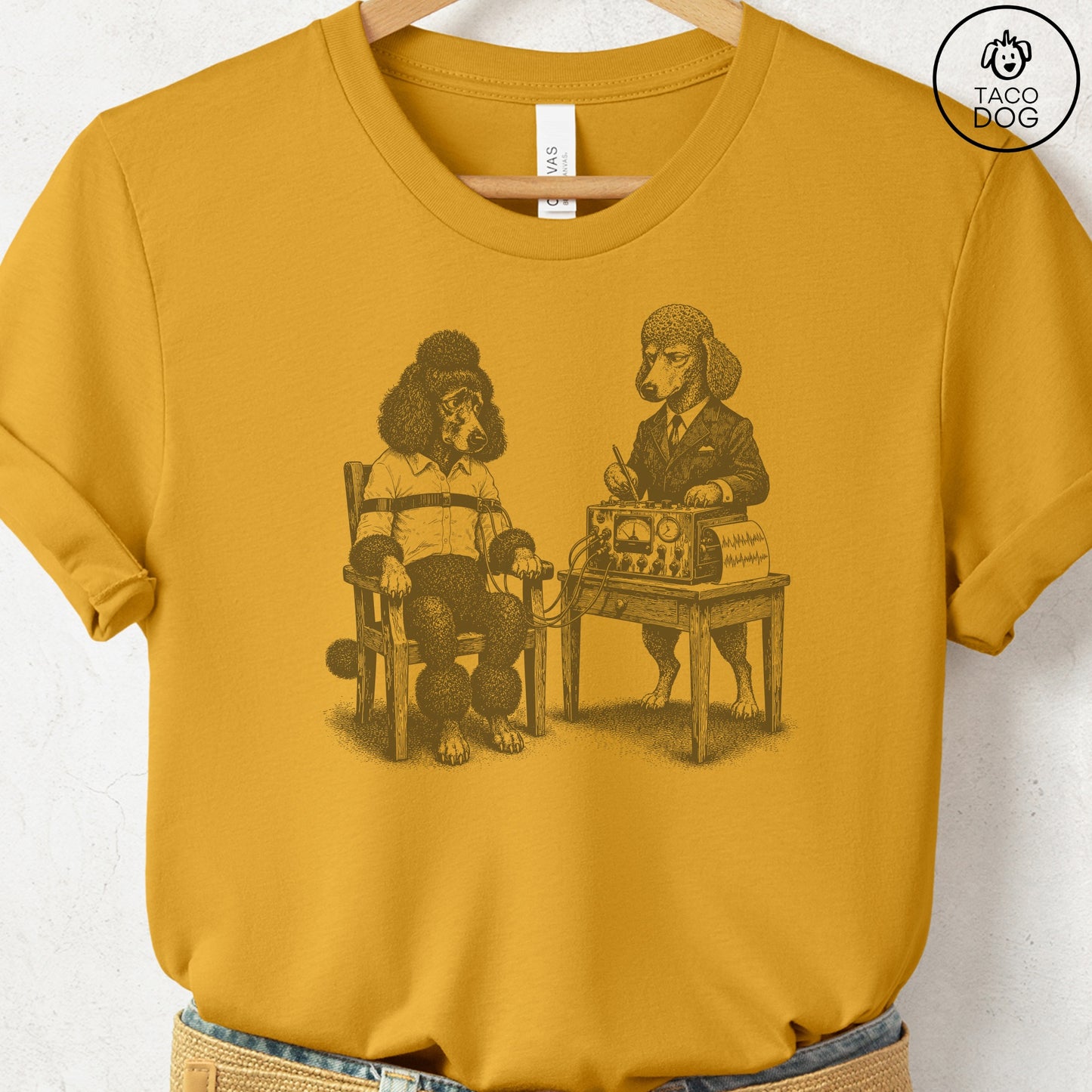 Poodle Polygraph T-Shirt Mustard Taco-Dog
