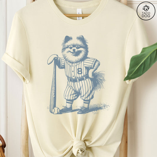 Pomeranian Baseball T-Shirt Taco-Dog