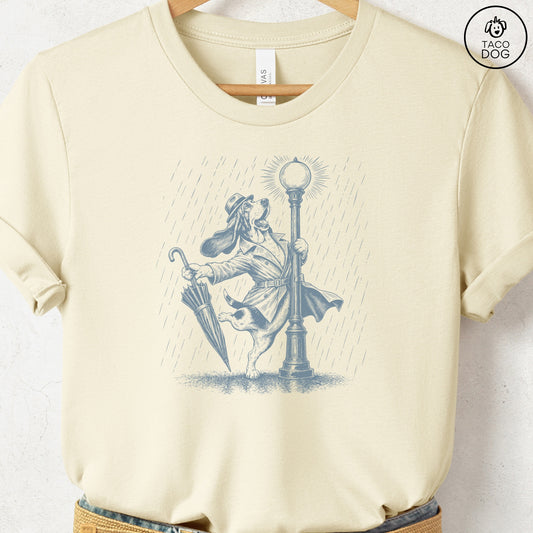 Basset Hound Rain T-Shirt Natural Taco-Dog