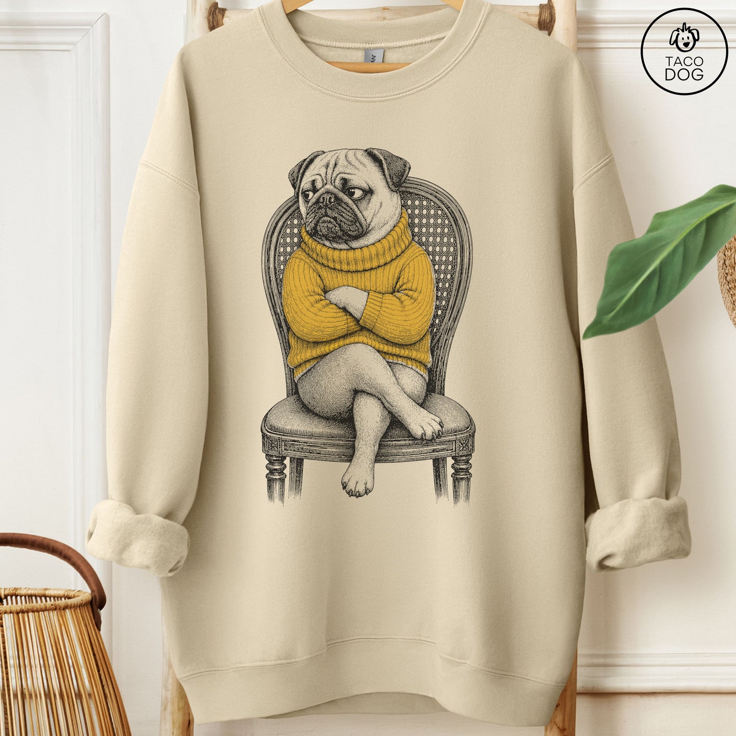 Pug Reluctant Turtleneck Sweatshirt