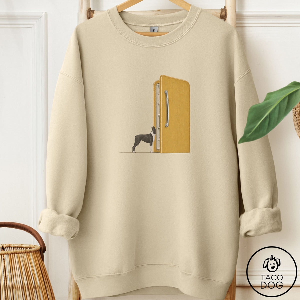 Boston Terrier Refrigerator Sweatshirt Sand Taco-Dog