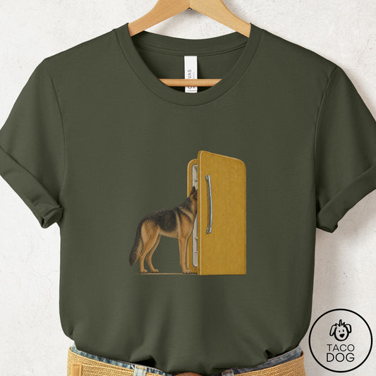 German Shepherd Refrigerator T-Shirt Military Green Taco-Dog