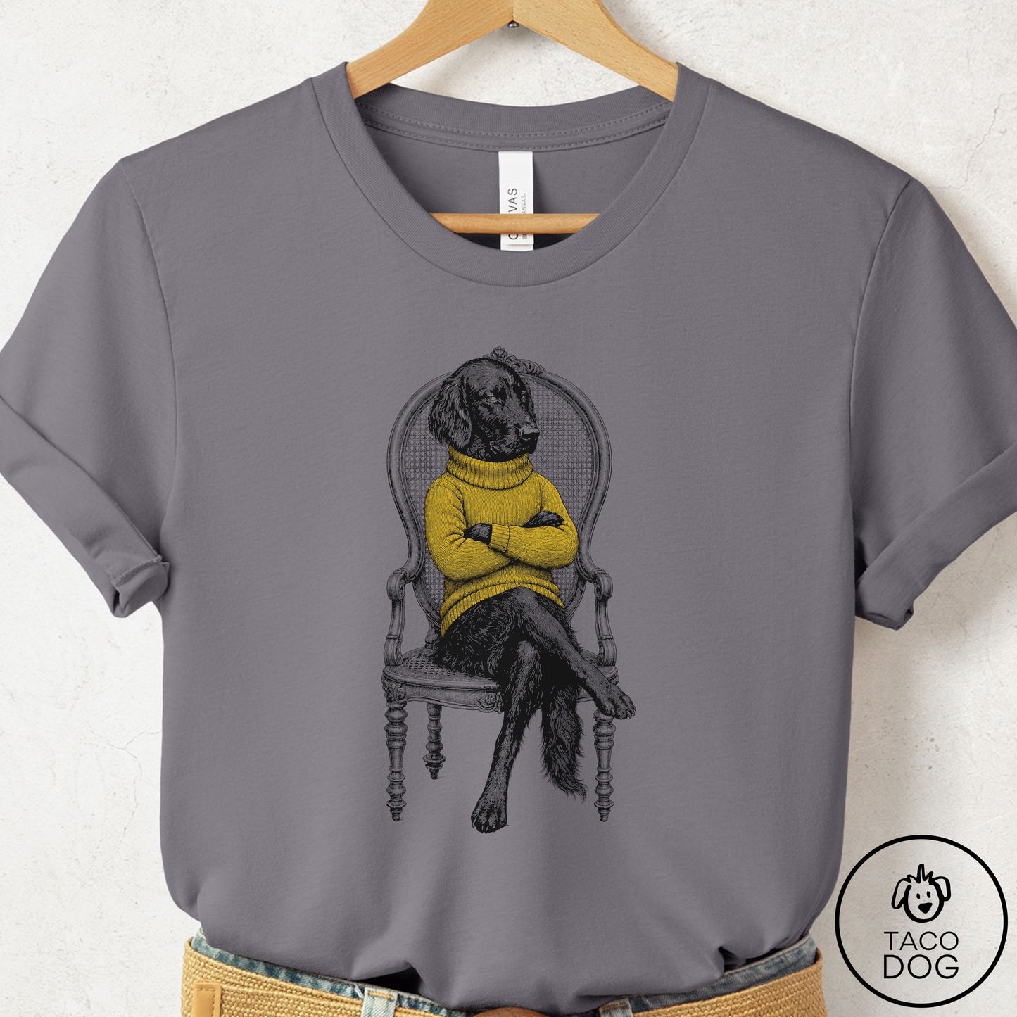 Flat-Coated Retriever Reluctant T-Shirt Storm Taco-Dog