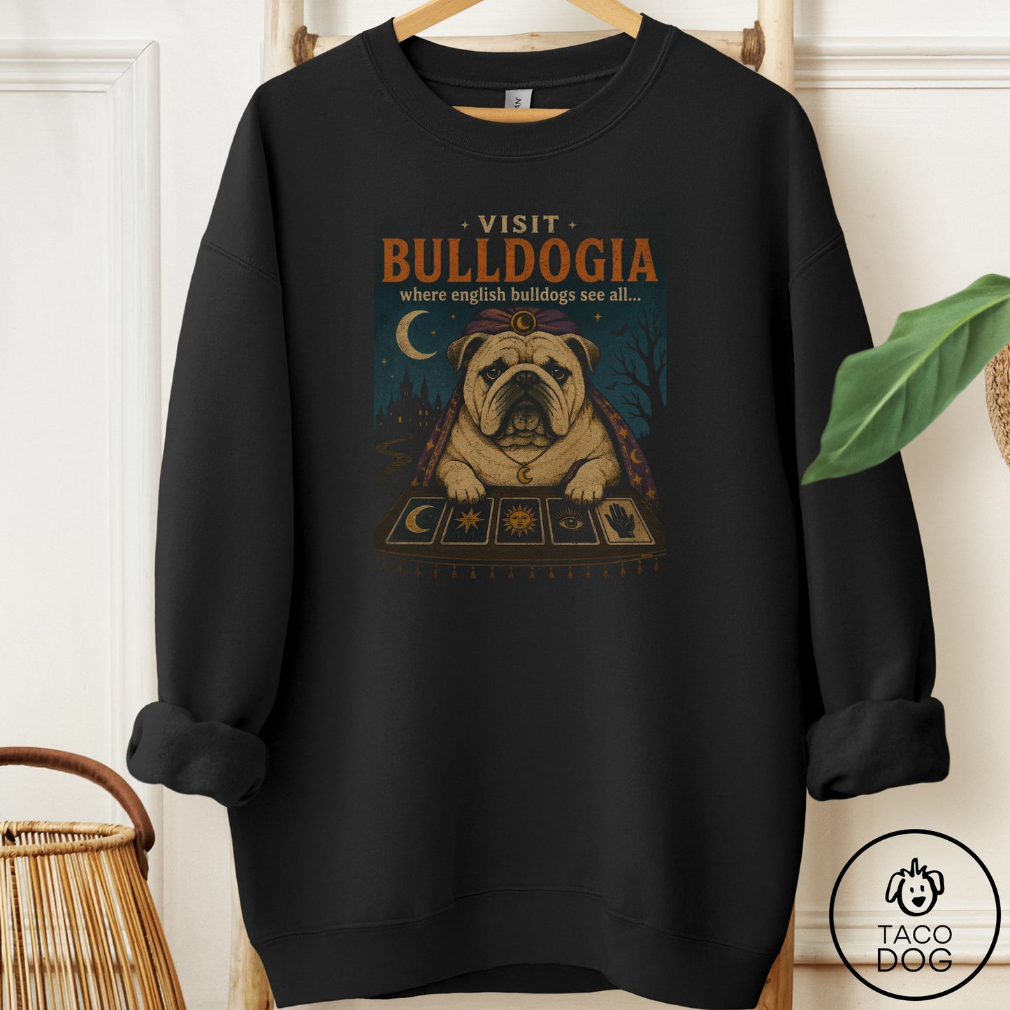 English Bulldog Tarot Sweatshirt Black Taco-Dog