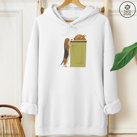 Basset Hound Turkey Hoodie White Taco-Dog