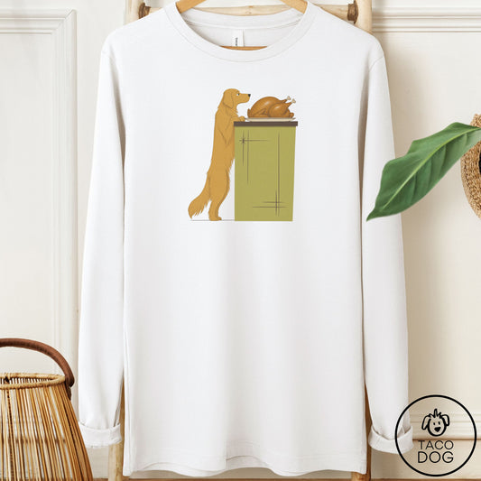 Golden Retriever Turkey Long Sleeve Tee White Taco-Dog