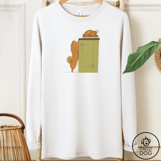 Pomeranian Turkey Long Sleeve Tee White Taco-Dog