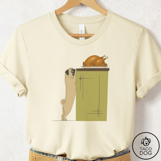Pug Turkey T-Shirt Natural Taco-Dog