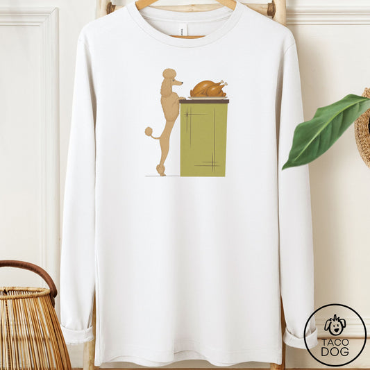 Poodle Turkey Long Sleeve Tee White Taco-Dog