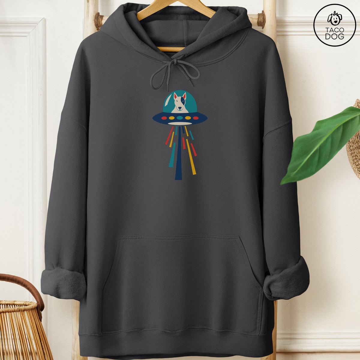 Bull Terrier UFO Joyride Hoodie Charcoal Taco-Dog