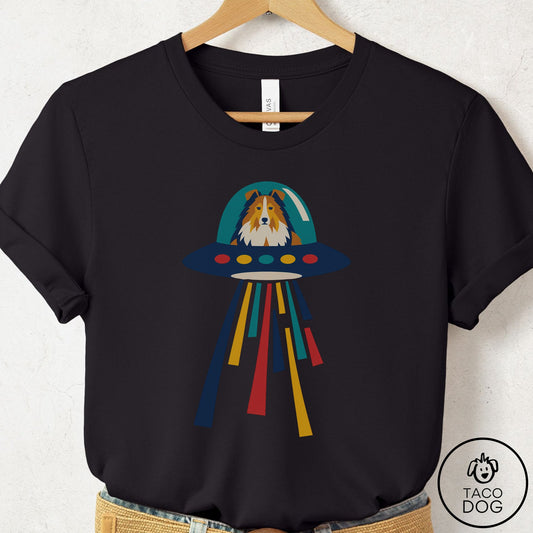 Shetland Sheepdog UFO Joyride T-Shirt Black Taco-Dog