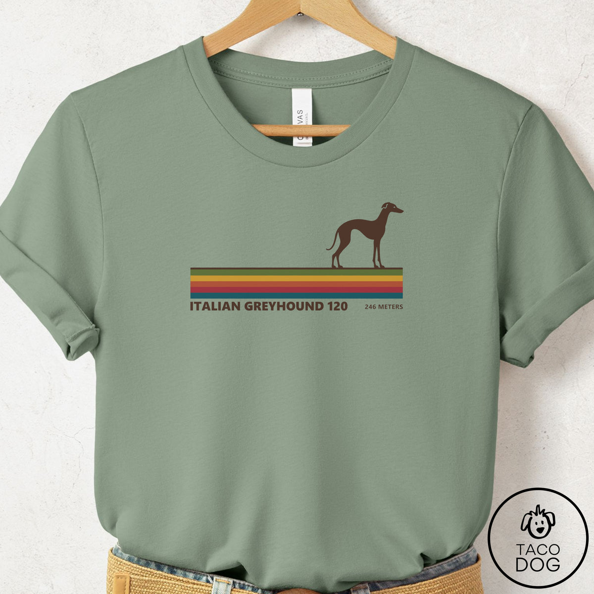 Italian Greyhound Whippet VHS T-Shirt Sage Taco-Dog
