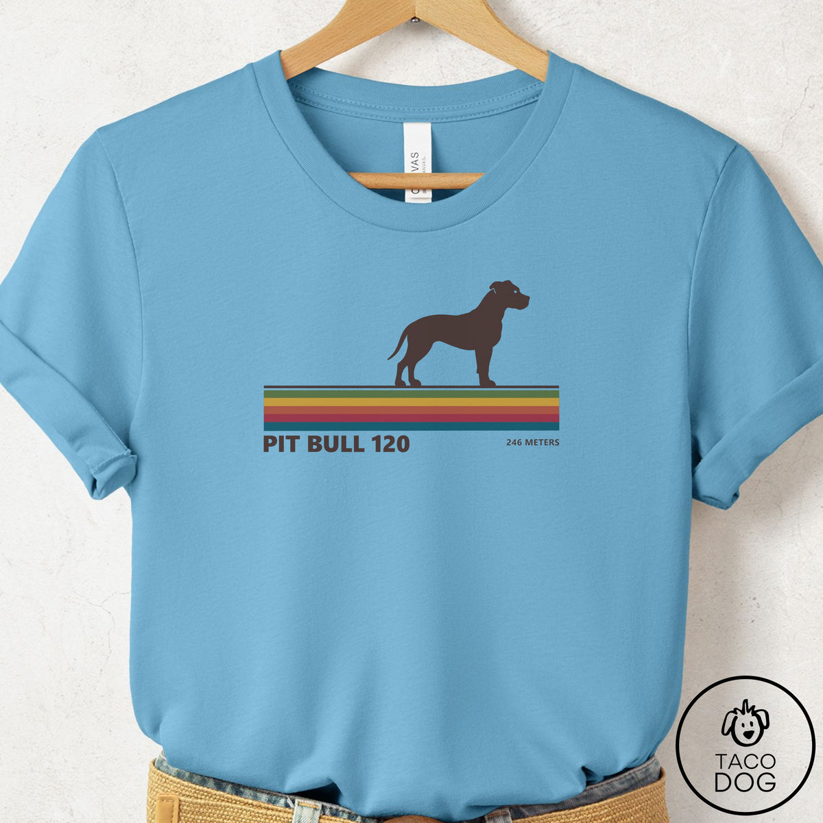 Pitbull VHS T-Shirt Ocean Blue Taco-Dog