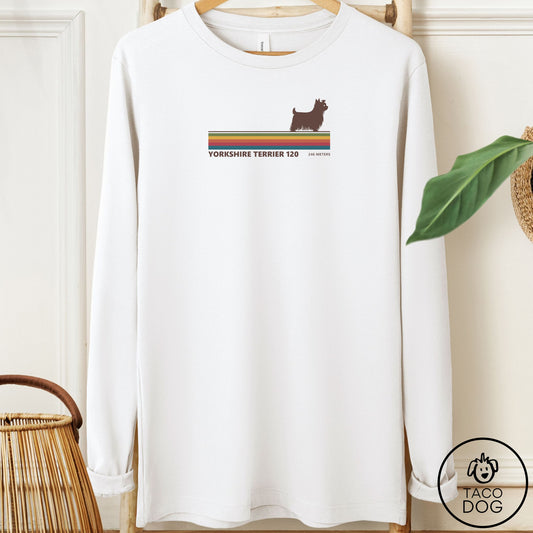 Yorkshire Terrier Yorkie VHS Long Sleeve Tee White Taco-Dog
