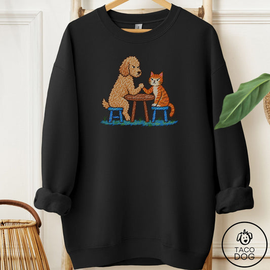Doodle Arm Wrestling Sweatshirt Black Taco-Dog