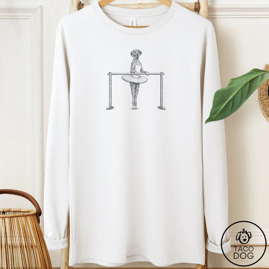 Great Dane Ballet Long Sleeve Tee White Taco-Dog