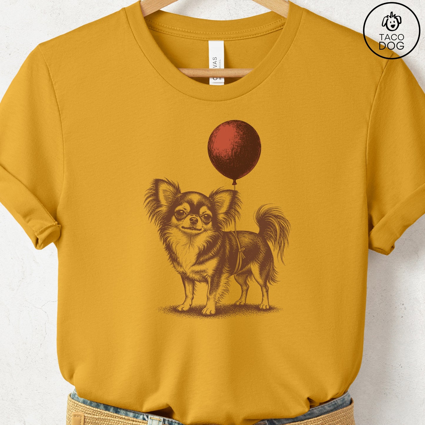 Chihuahua Balloon T-Shirt Mustard S Taco-Dog