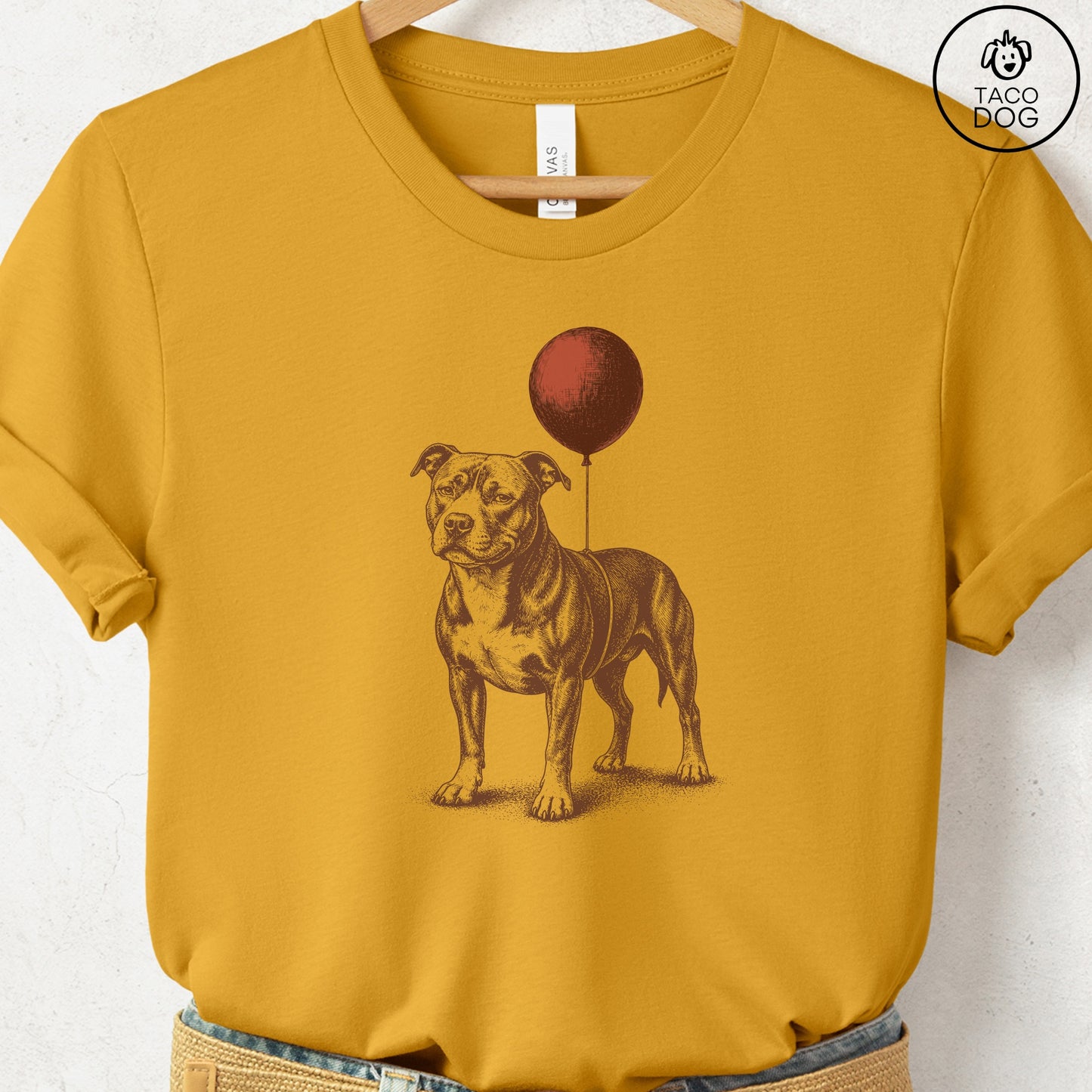 Pitbull Balloon T-Shirt Mustard S Taco-Dog
