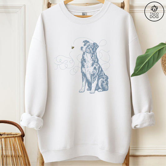 Australian Shepherd Bee Sweatshirt White Taco-Dog