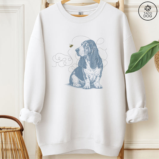 Basset Hound Bee Sweatshirt White Taco-Dog