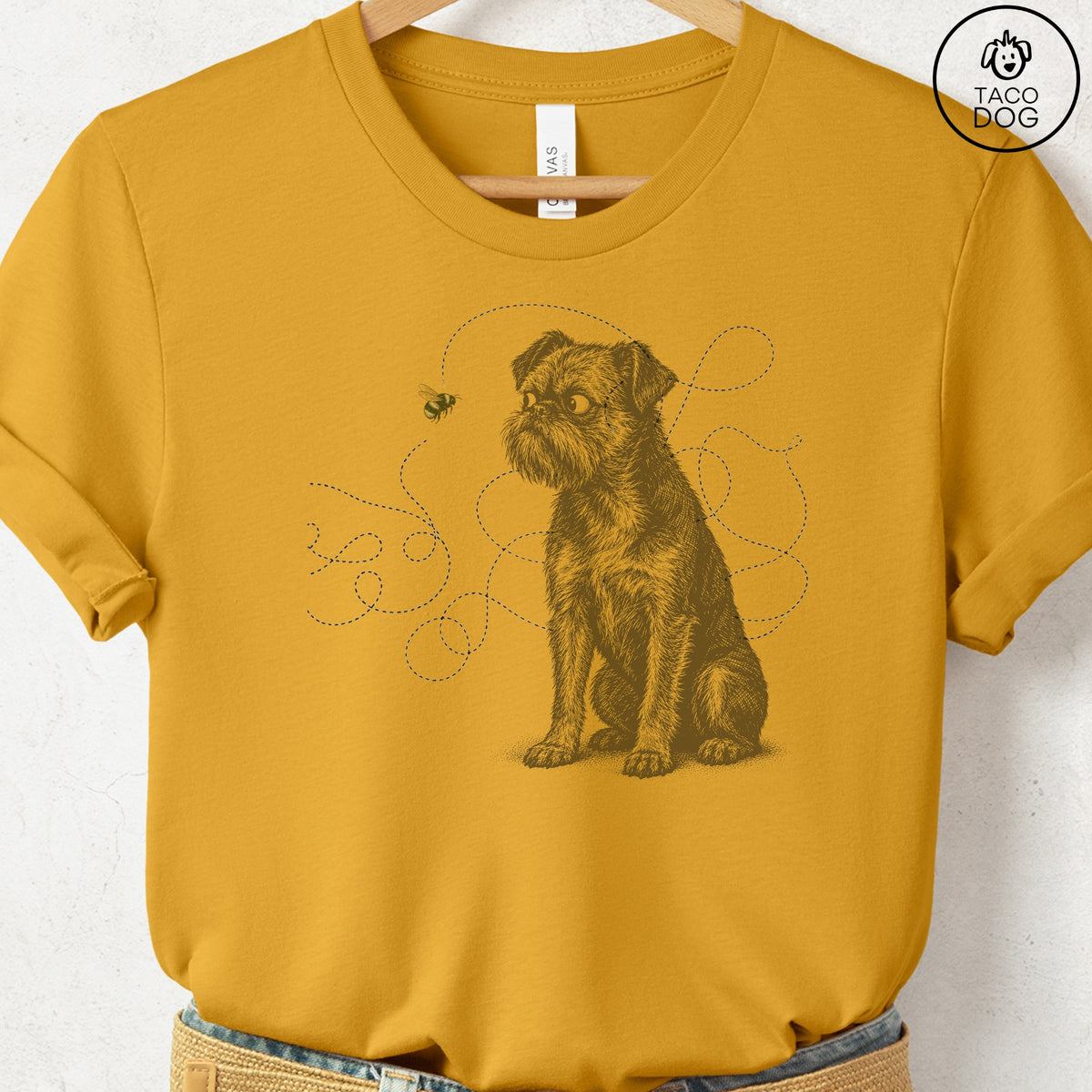 Brussels Griffon Bee T-Shirt Mustard Taco-Dog
