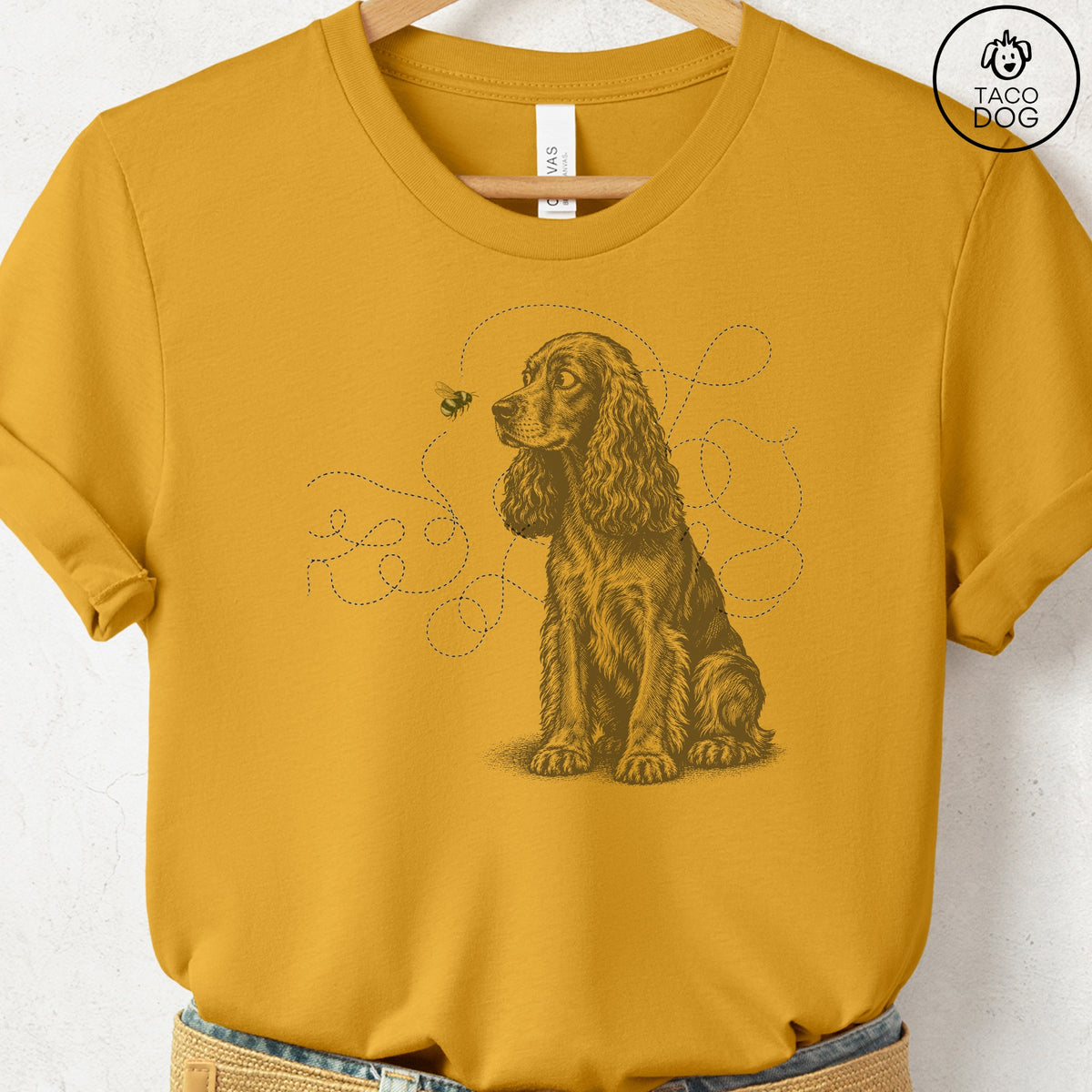 Cocker Spaniel Bee T-Shirt Mustard Taco-Dog
