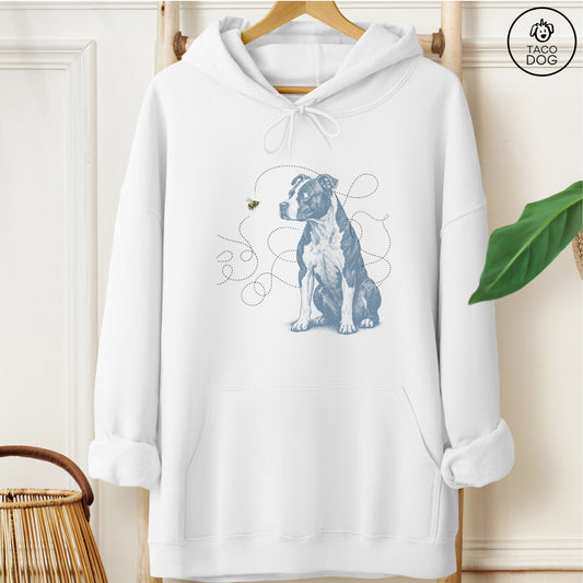 Pitbull Bee Hoodie White Taco-Dog