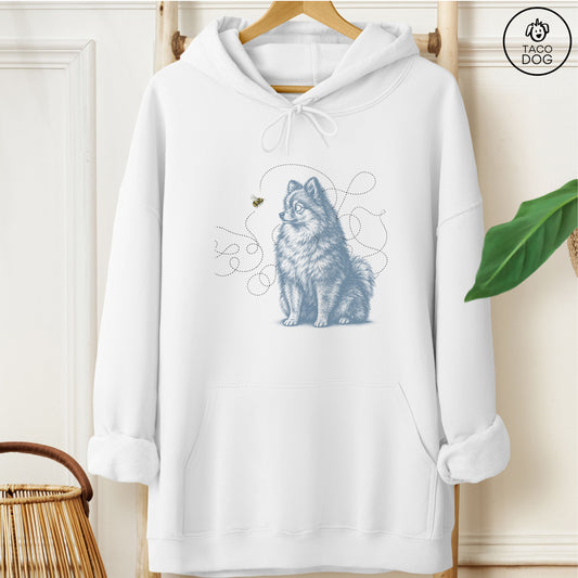 Pomeranian Bee Hoodie White Taco-Dog